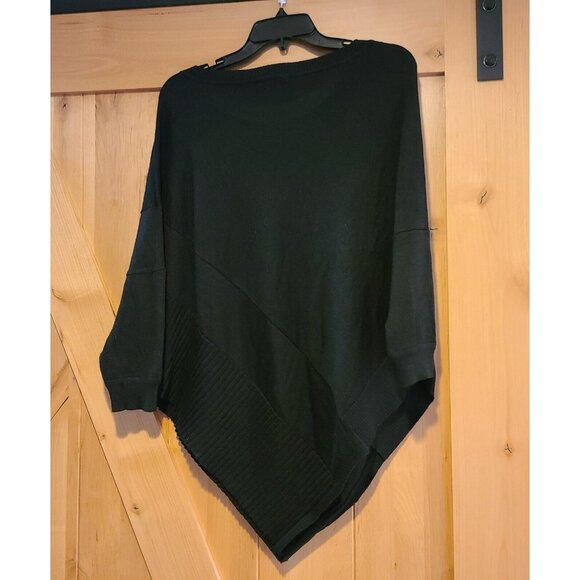 Chateau Size S/M Black Knit Poncho Butterfly Sleeve Sweater Asymmetric Hem Goth - Picture 2 of 12